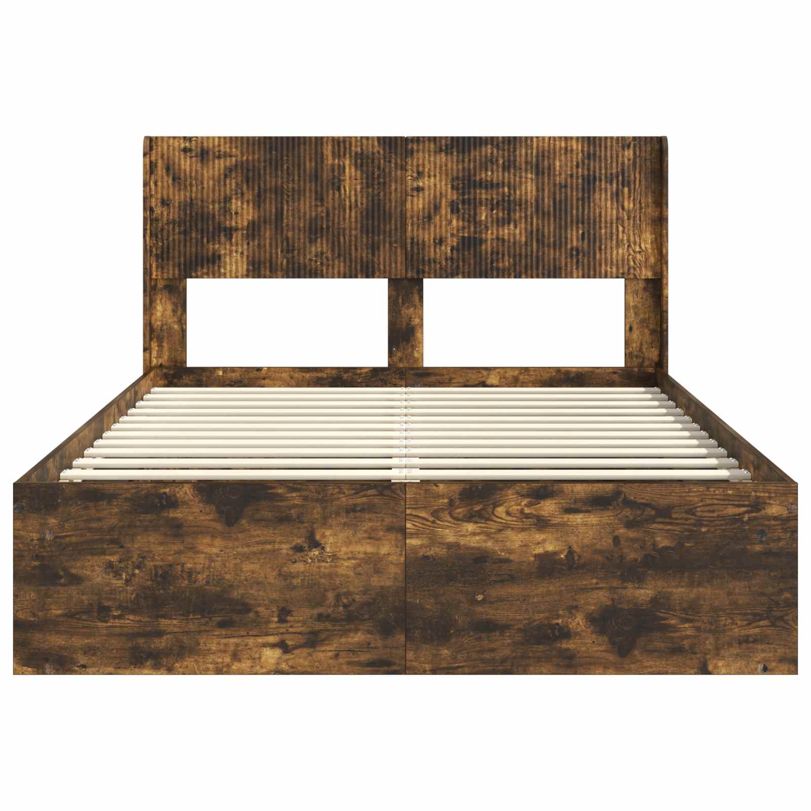 Bed Frame With Storage And Headboard Smoked Oak 120 X 190 Cm