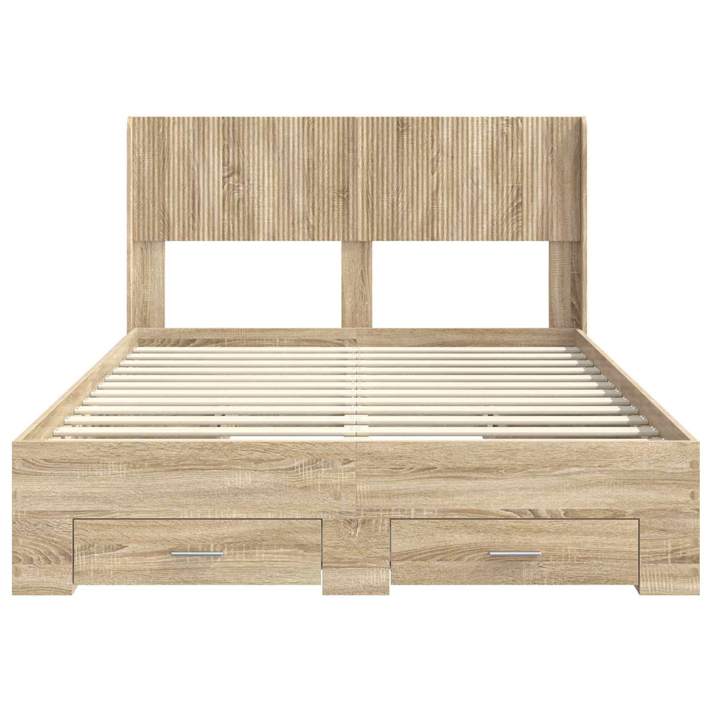Bed Frame Storage Headboard Sonoma Oak 150 X 200 Cm 203 cm