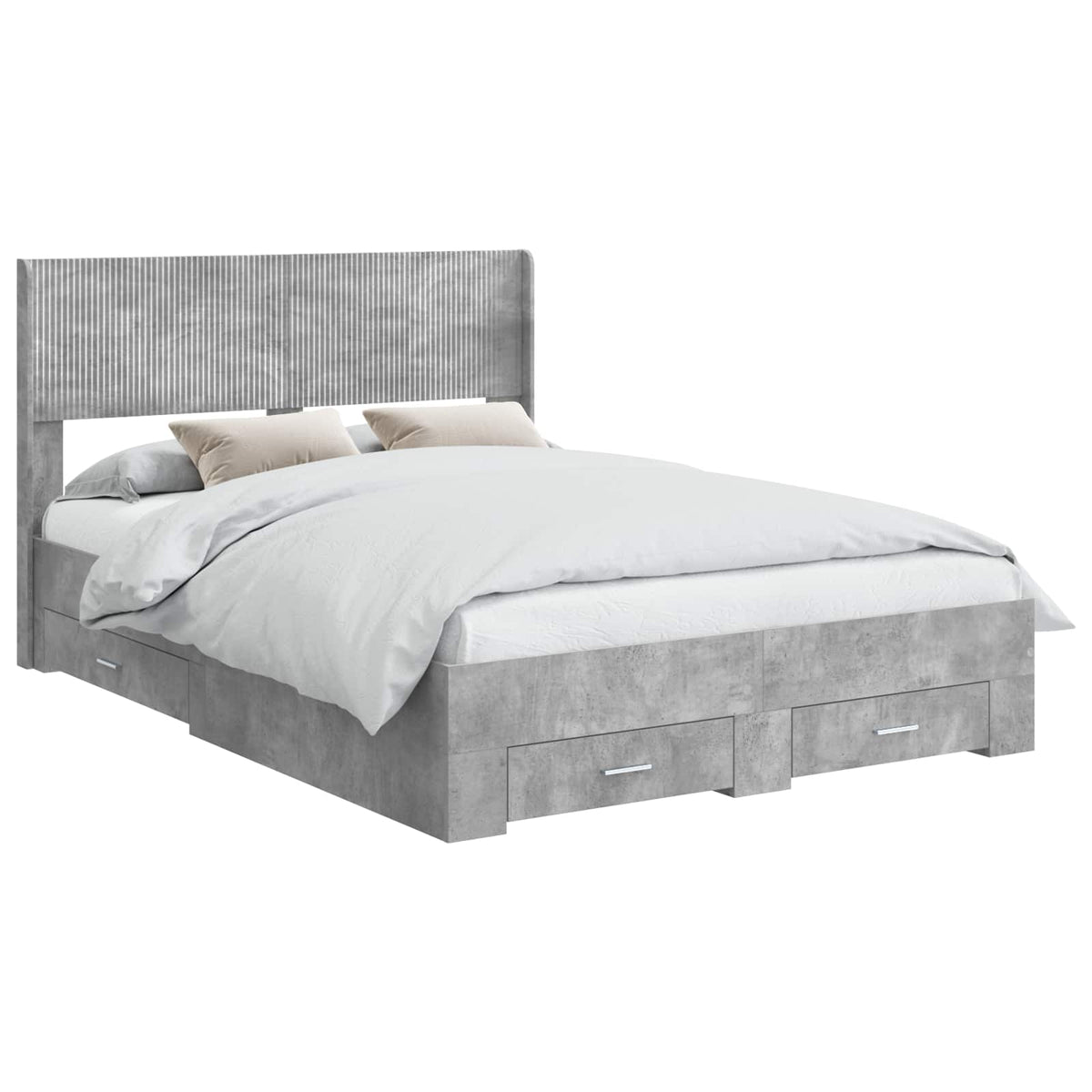 Bed Frame Storage Headboard Concrete Grey 135 X 190 Cm 193 cm