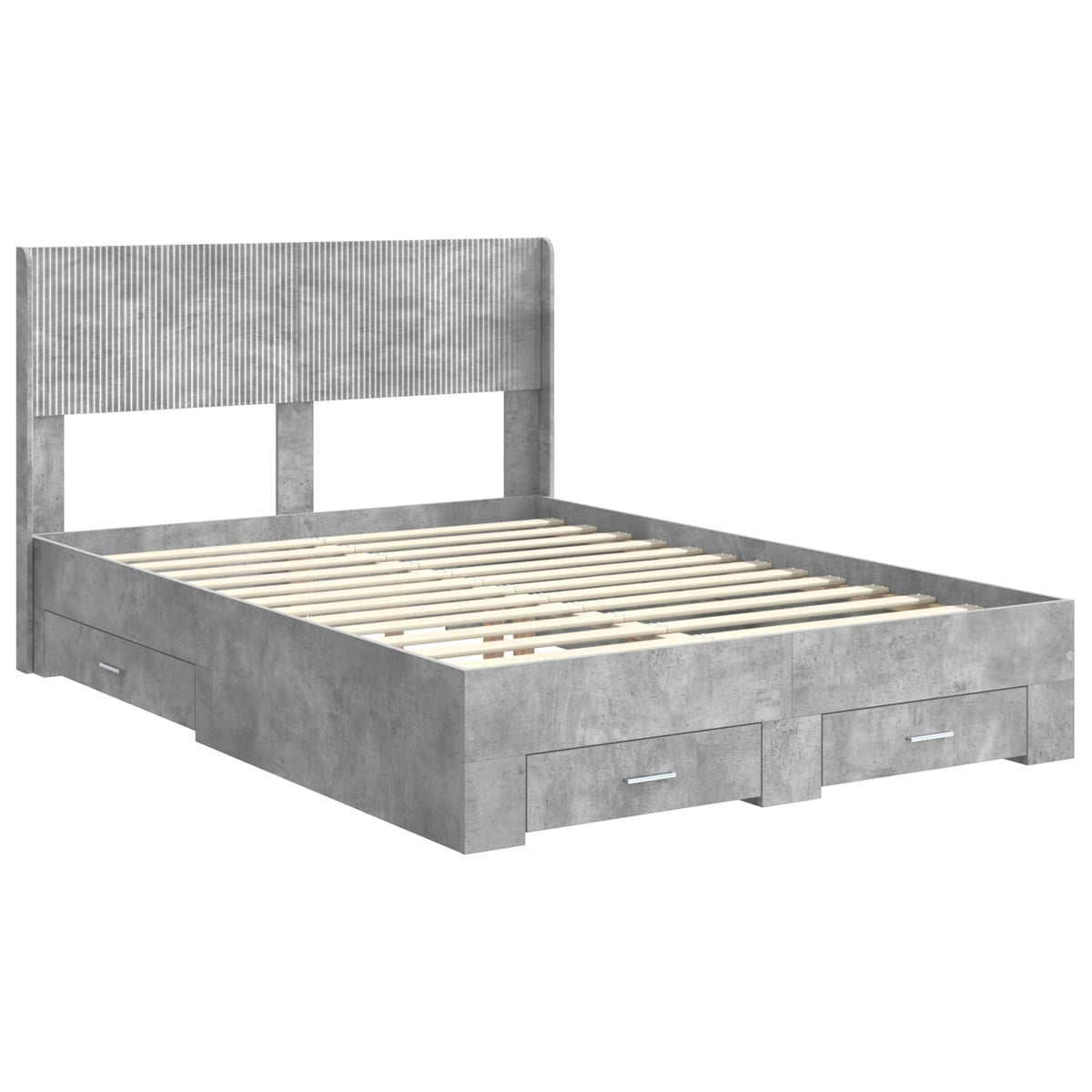 Bed Frame Storage Headboard Concrete Grey 135 X 190 Cm 193 cm