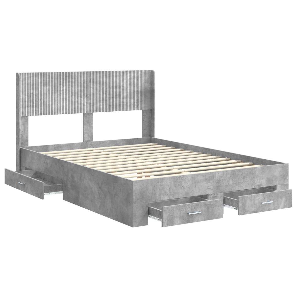 Bed Frame Storage Headboard Concrete Grey 135 X 190 Cm 193 cm