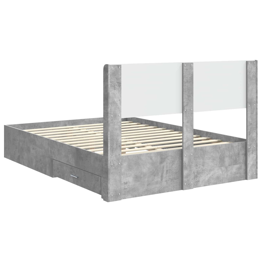 Bed Frame Storage Headboard Concrete Grey 135 X 190 Cm 193 cm