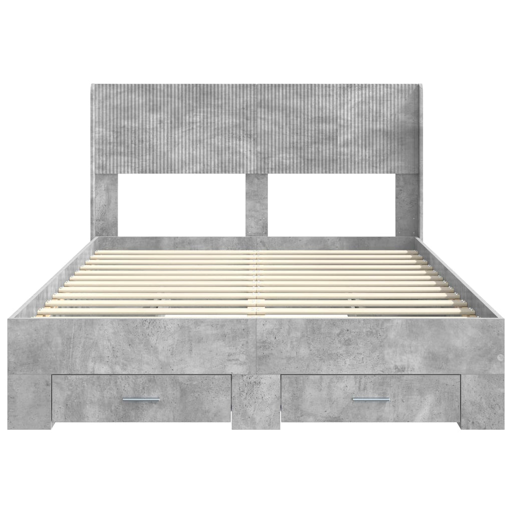 Bed Frame Storage Headboard Concrete Grey 135 X 190 Cm 193 cm