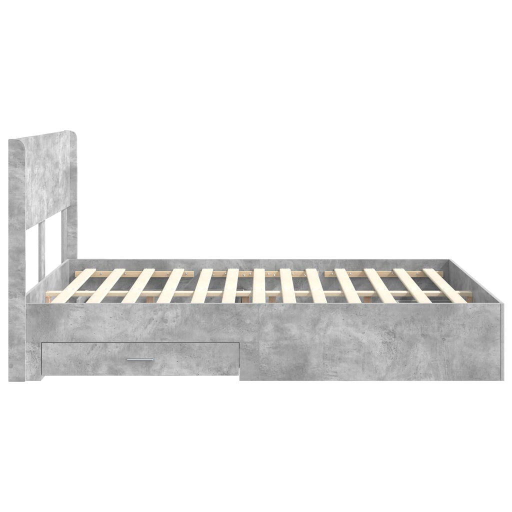 Bed Frame Storage Headboard Concrete Grey 135 X 190 Cm 193 cm