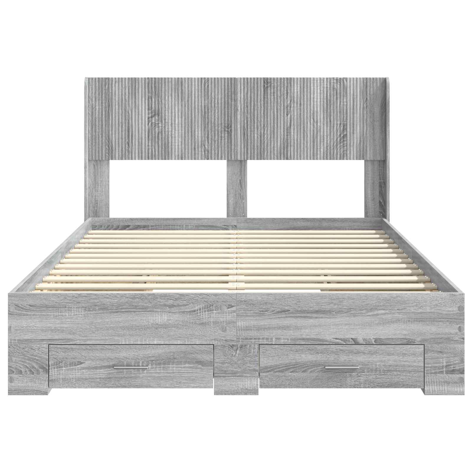 Bed Frame With Storage And Headboard Grey Sonoma 135 X 190 Cm