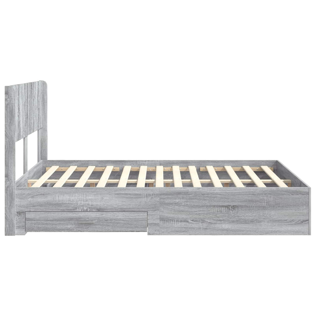 Bed Frame With Storage And Headboard Grey Sonoma 135 X 190 Cm