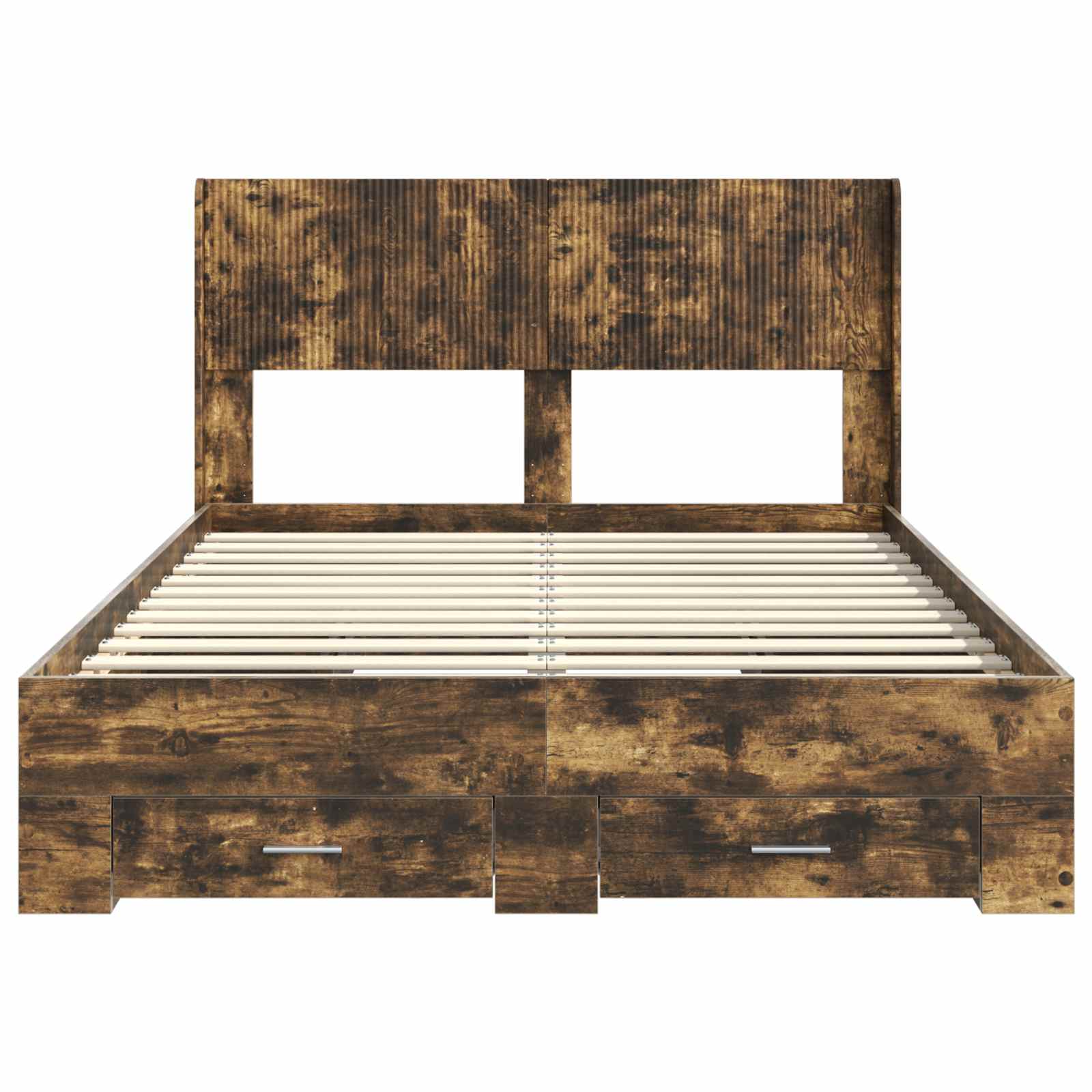 Bed Frame With Storage And Headboard Smoked Oak 120 X 200 Cm