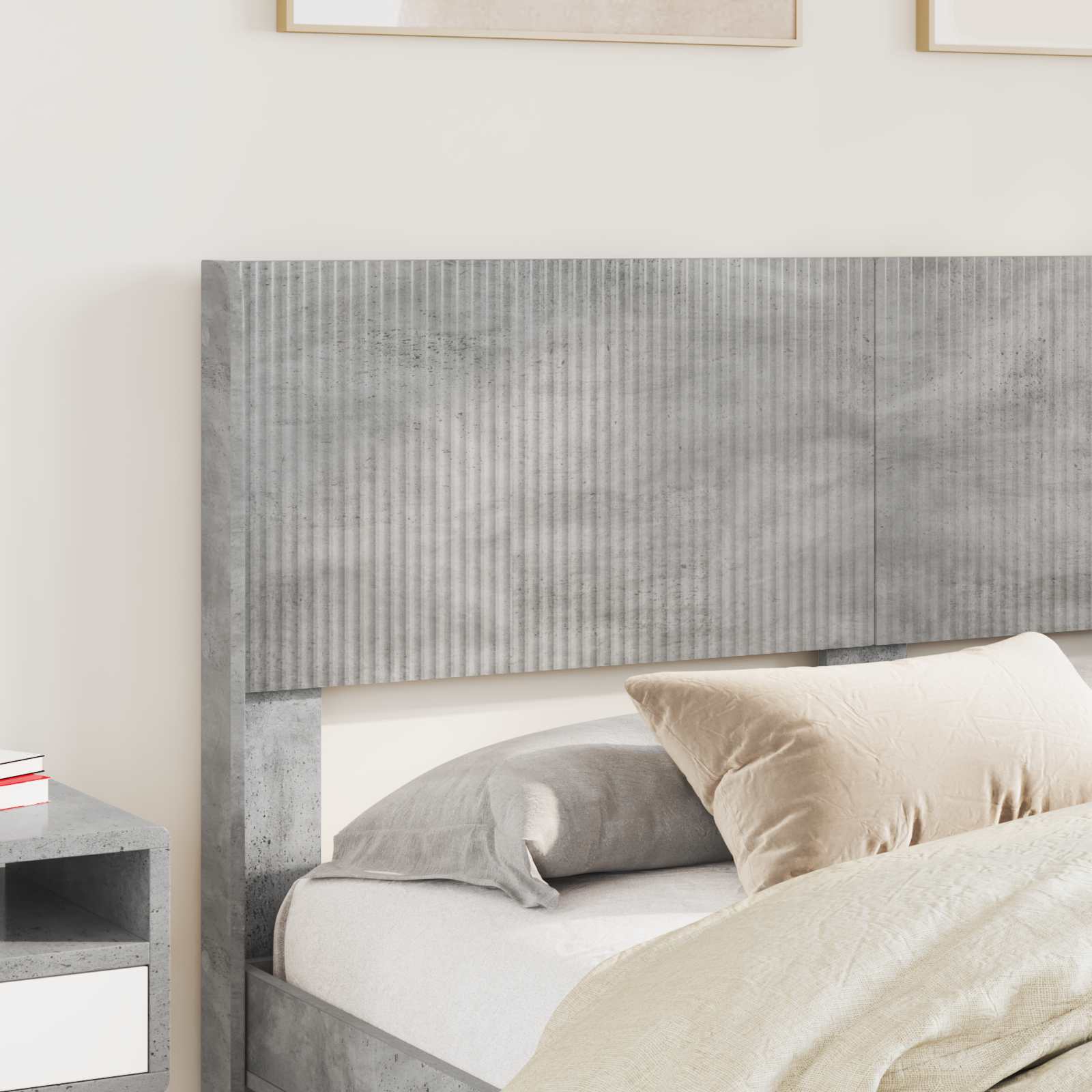 Bed Frame With Storage And Headboard Concrete Grey 120 X 190 Cm
