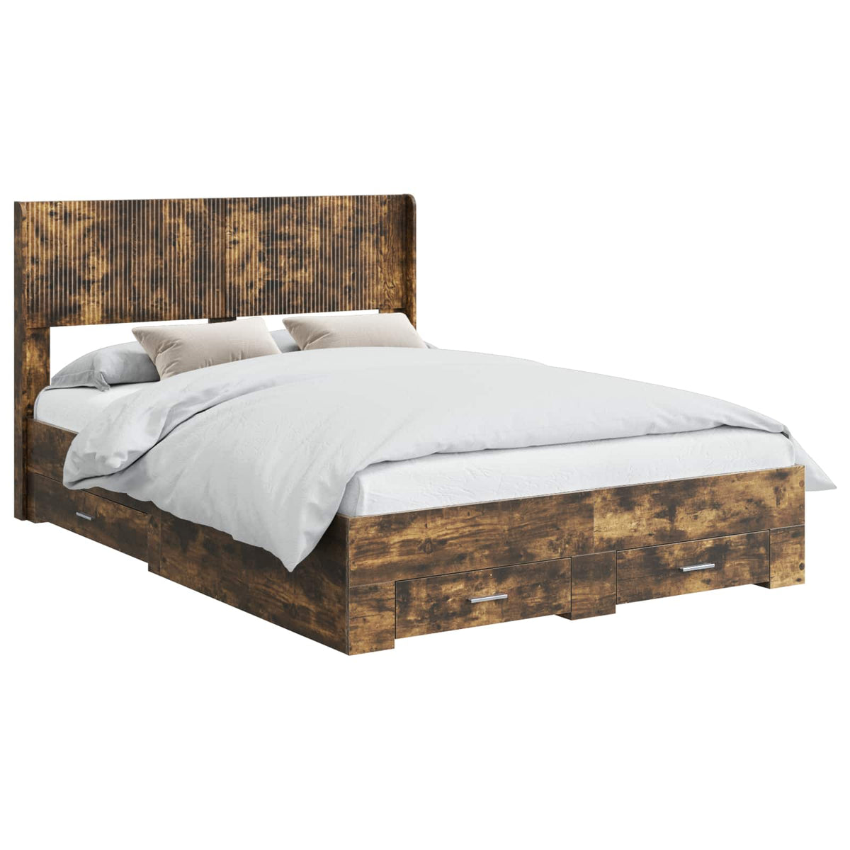 Bed Frame Storage Headboard Smoked Oak 120 X 190 Cm 193 cm