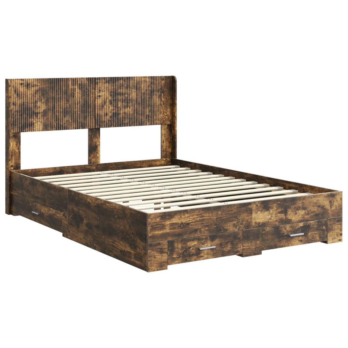 Bed Frame Storage Headboard Smoked Oak 120 X 190 Cm 193 cm