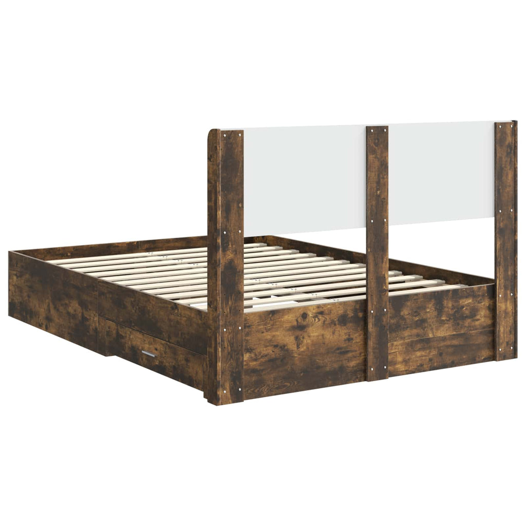 Bed Frame Storage Headboard Smoked Oak 120 X 190 Cm 193 cm