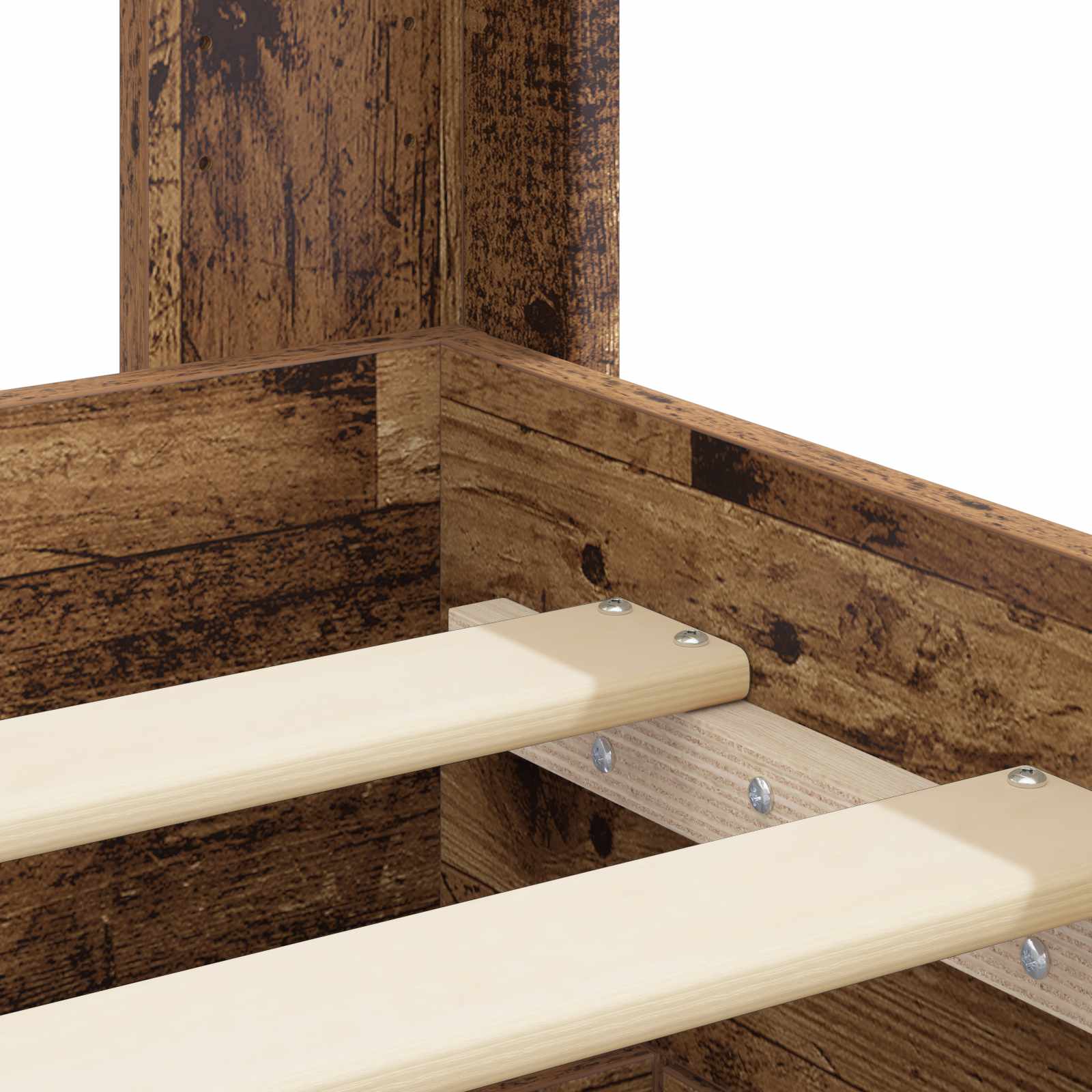 Bed Frame With Storage And Headboard Old Wood 120 X 190 Cm