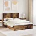 Bed Frame With Storage And Headboard Old Wood 120 X 190 Cm