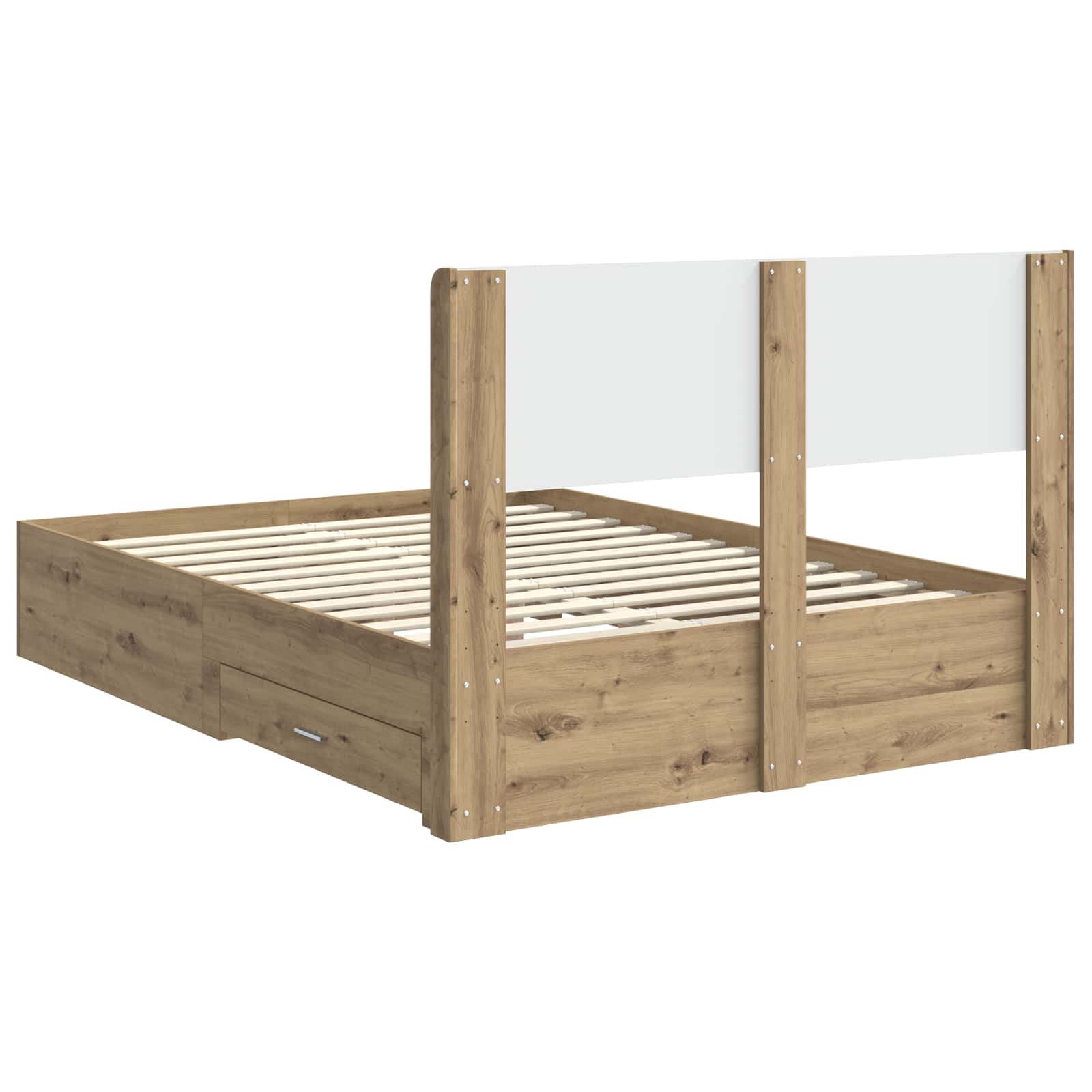 Bed Frame With Storage And Headboard Artisan Oak 120 X 190 Cm