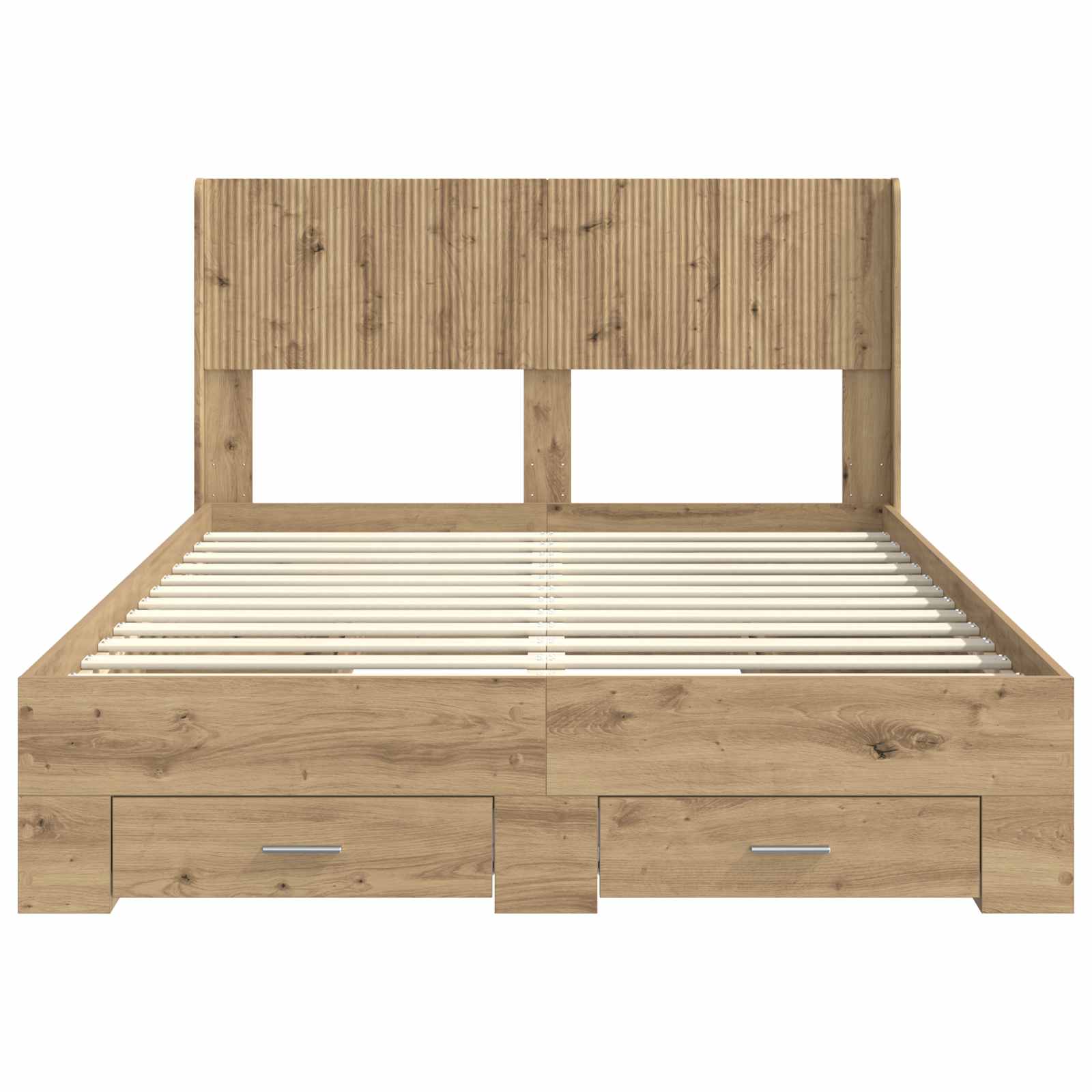 Bed Frame With Storage And Headboard Artisan Oak 120 X 190 Cm
