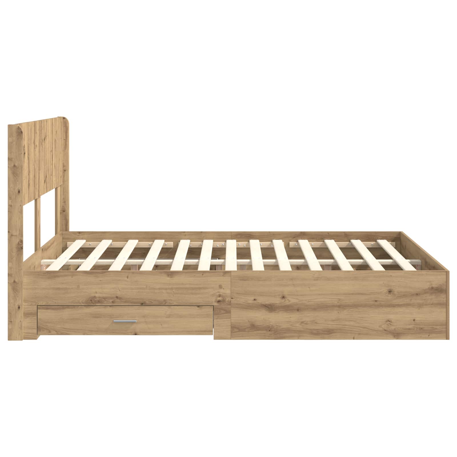 Bed Frame With Storage And Headboard Artisan Oak 120 X 190 Cm