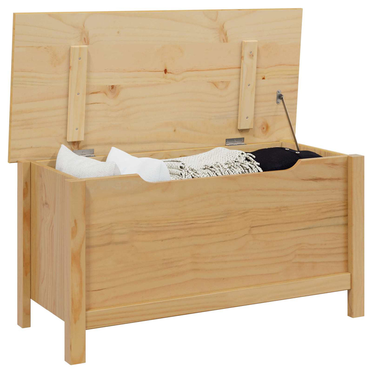 Storage Chests Pine Wood Box Blanket Toy Chest Trunk Honey Brown 90cm Indoor 90