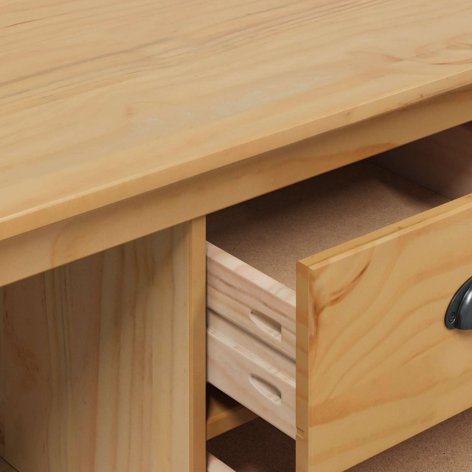 Sideboard Hill Honey Brown 154 X 40 X 80 Cm Solid Pine Wood