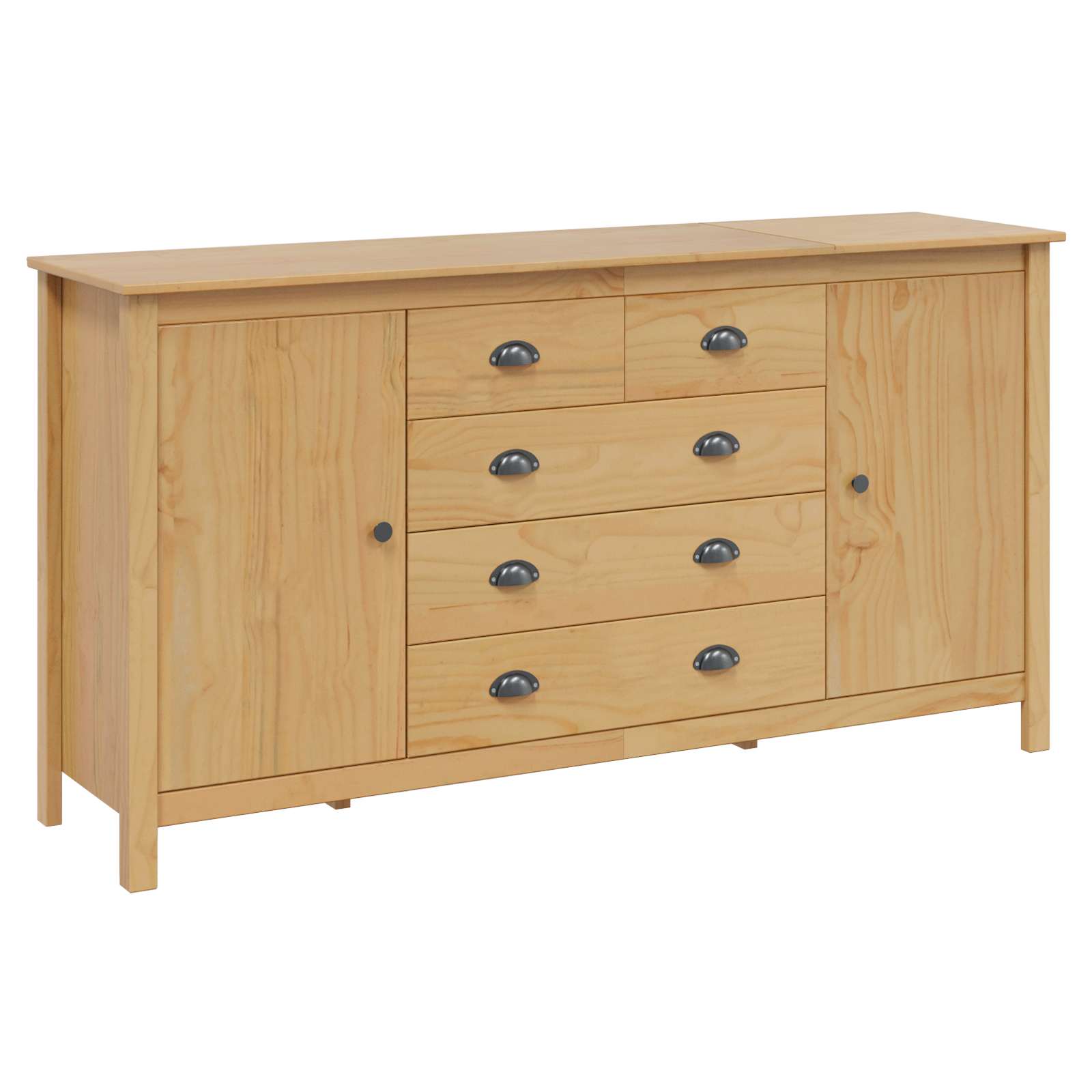 Sideboard Hill Honey Brown 154 X 40 X 80 Cm Solid Pine Wood