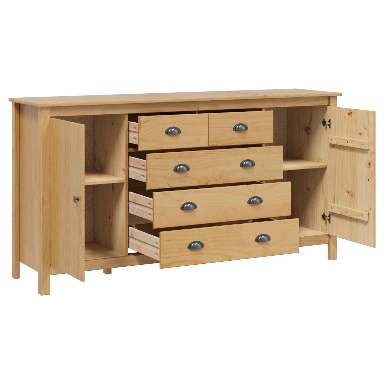 Sideboard Hill Honey Brown 154 X 40 X 80 Cm Solid Pine Wood