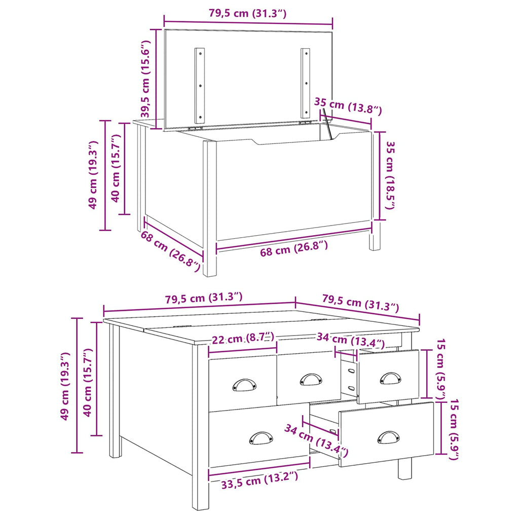 Coffee Table Hill 79.5 X 79.5 X 49 Cm