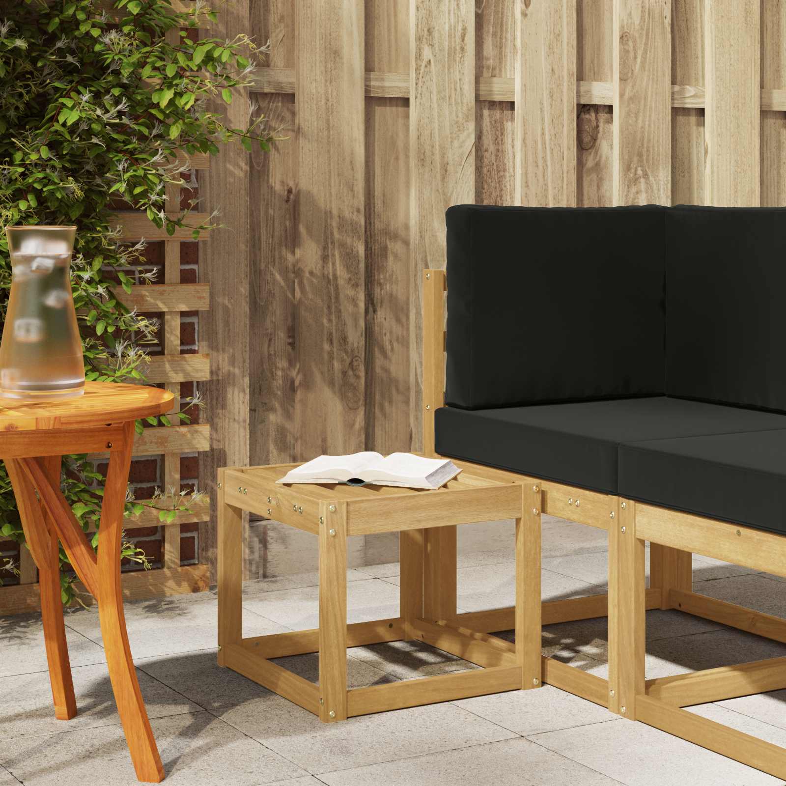 Outdoor Stool Bench 43 X 43 X 37 Cm Solid Acacia Wood