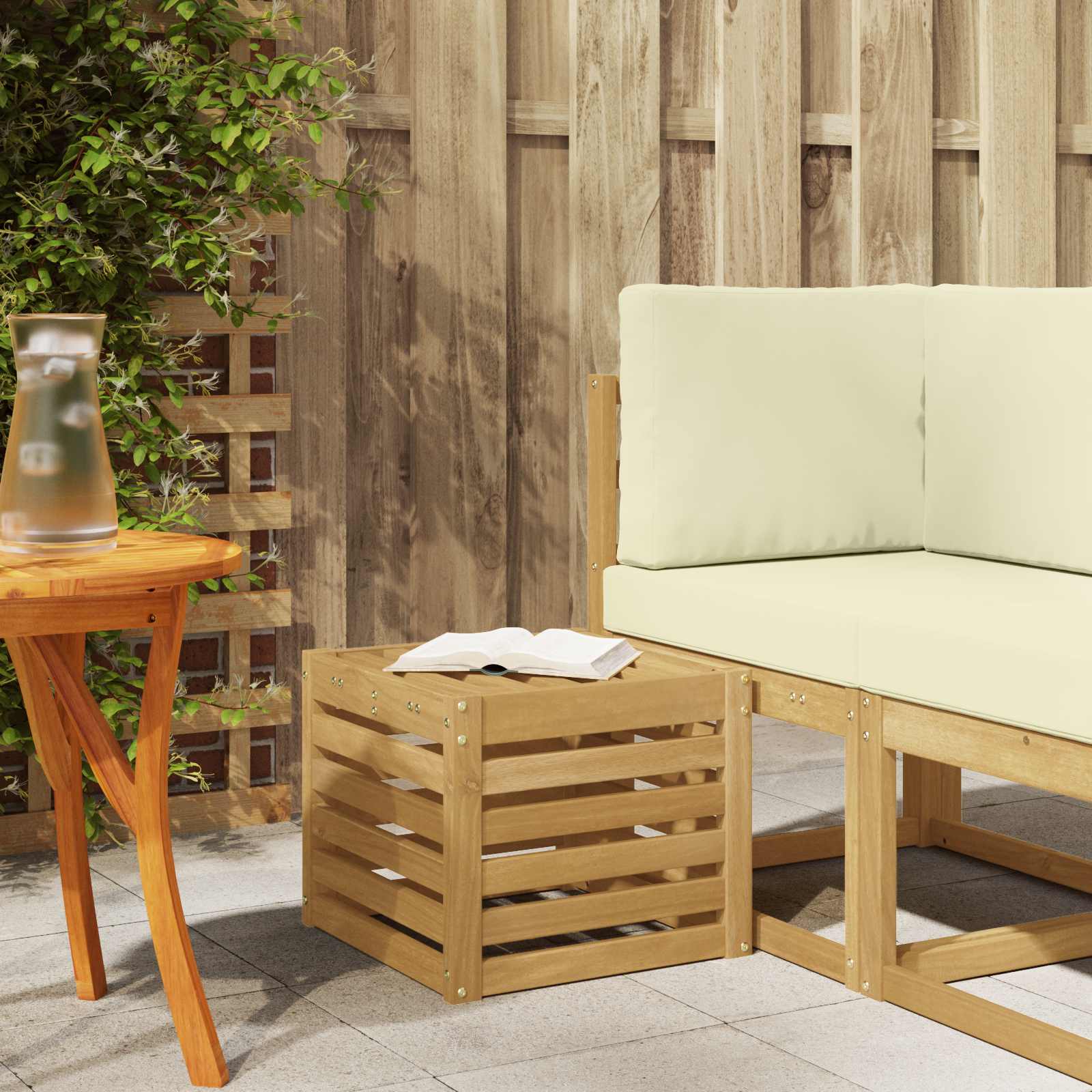 Outdoor Stool Bench 43 X 43 X 37 Cm Solid Acacia Wood