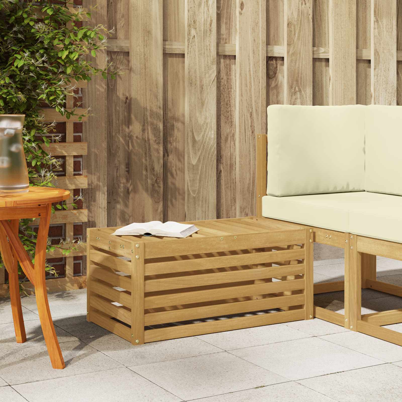 Outdoor Stool Bench 43 X 43 X 37 Cm Solid Acacia Wood
