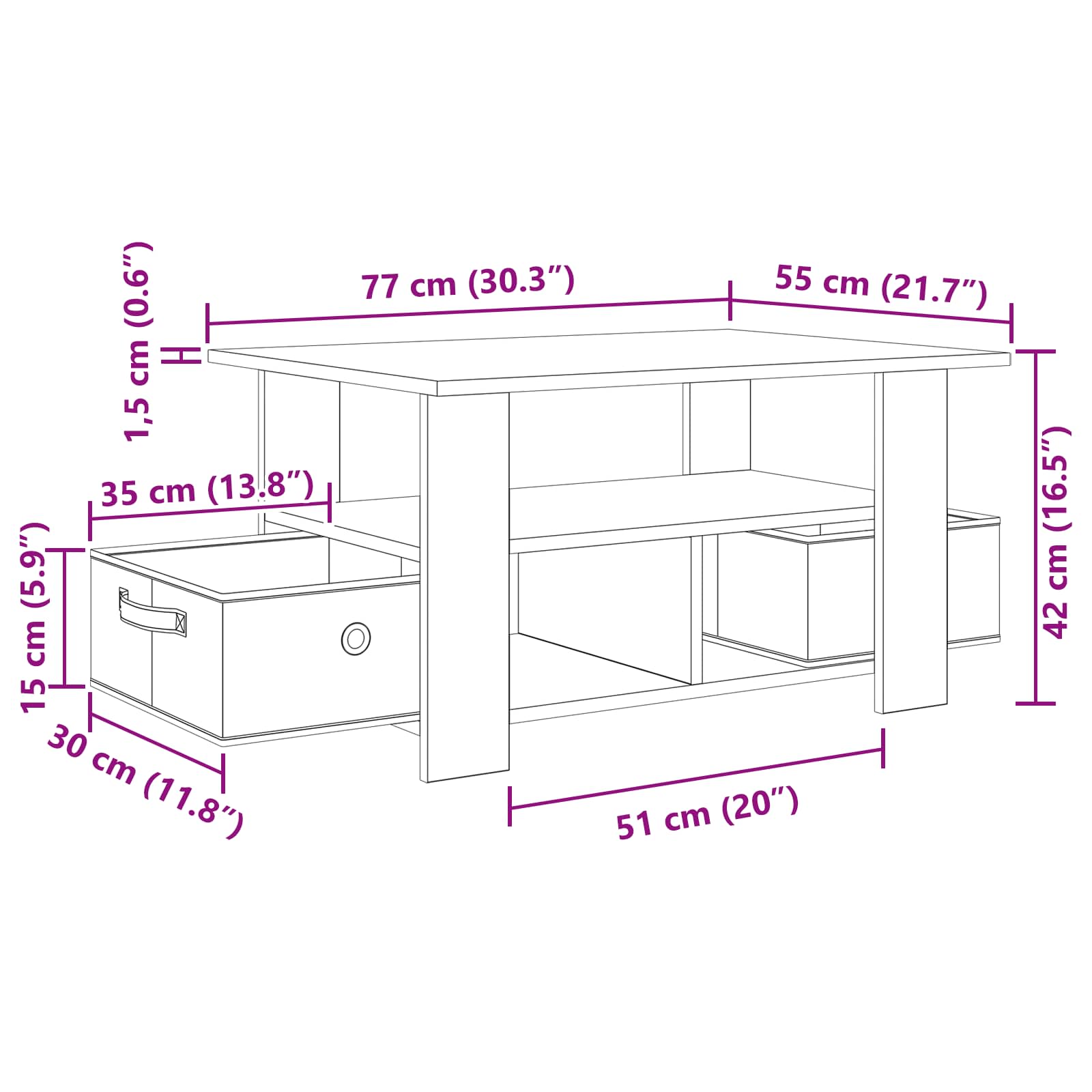 Coffee Table 77 X 55 X 42 Cm Engineered Wood