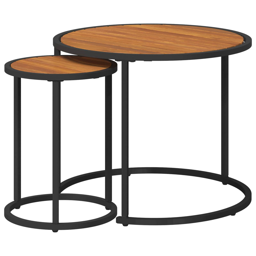 Coffee Table Set 2 Pcs 55 X 45 Cm Steel 55 X 55 X 45 Cm Weather Resistant Glass