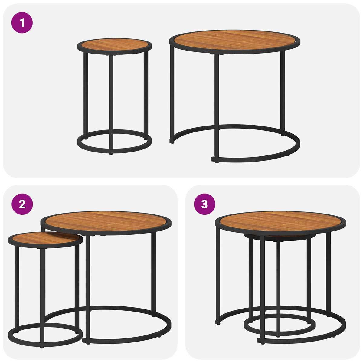 Coffee Table Set 2 Pcs 55 X 45 Cm Steel 55 X 55 X 45 Cm Weather Resistant Glass