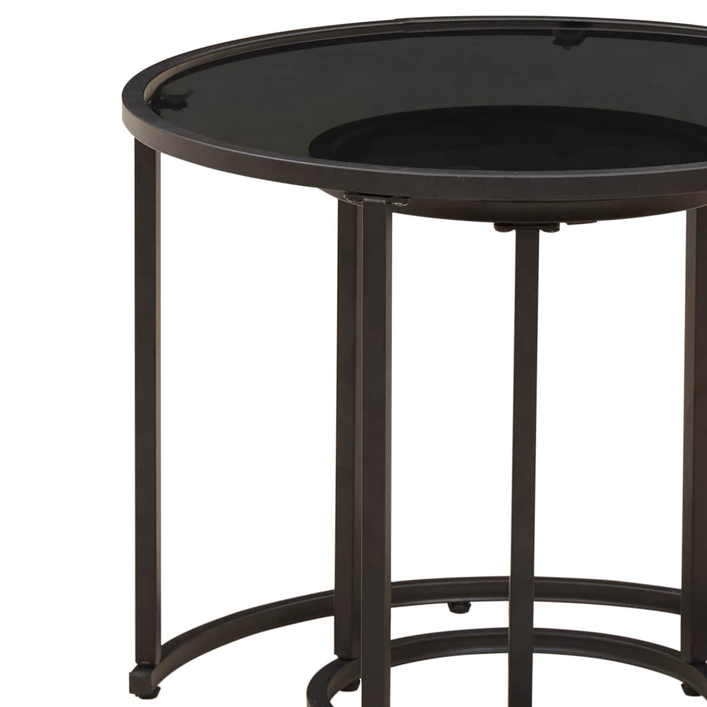 Coffee Table Set 2 Pcs 55 X 45 Cm Steel 55 X 55 X 45 Cm Weather Resistant Glass