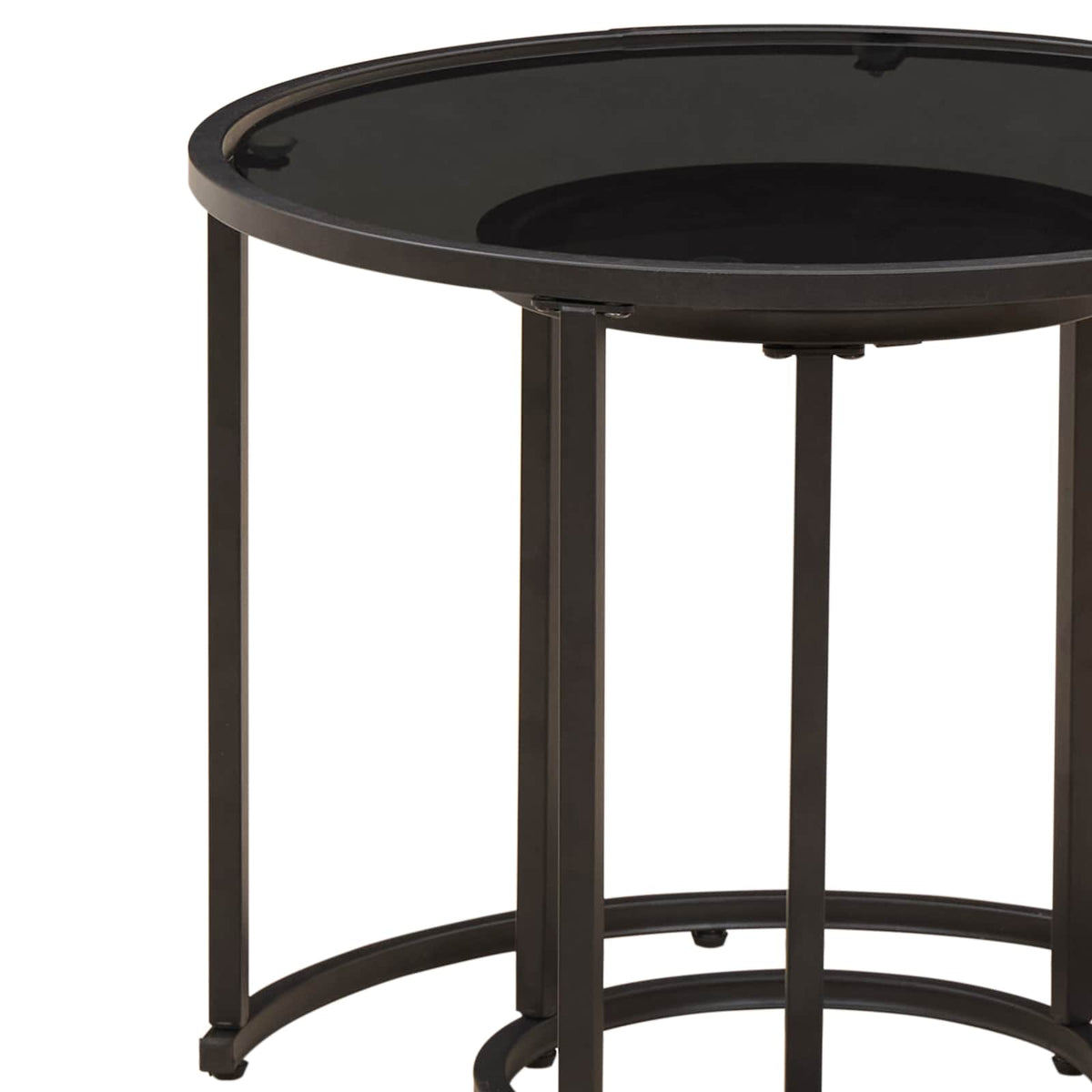 Coffee Table Set 2 Pcs 55 X 45 Cm Steel 55 X 55 X 45 Cm Weather Resistant Glass