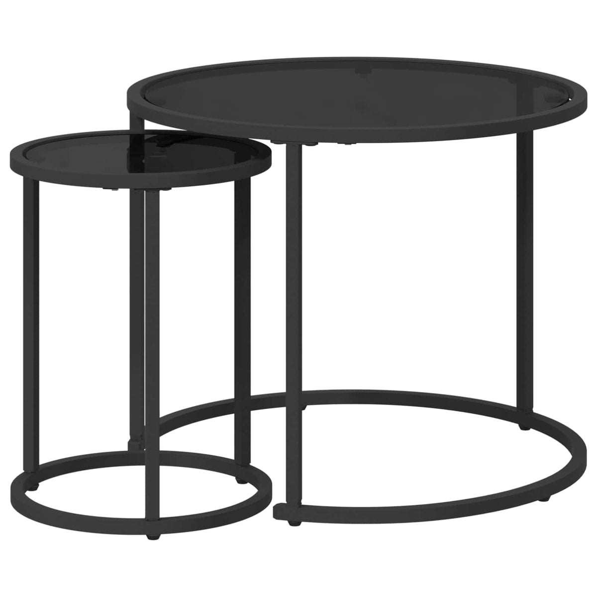 Coffee Table Set 2 Pcs 55 X 45 Cm Steel 55 X 55 X 45 Cm Weather Resistant Glass
