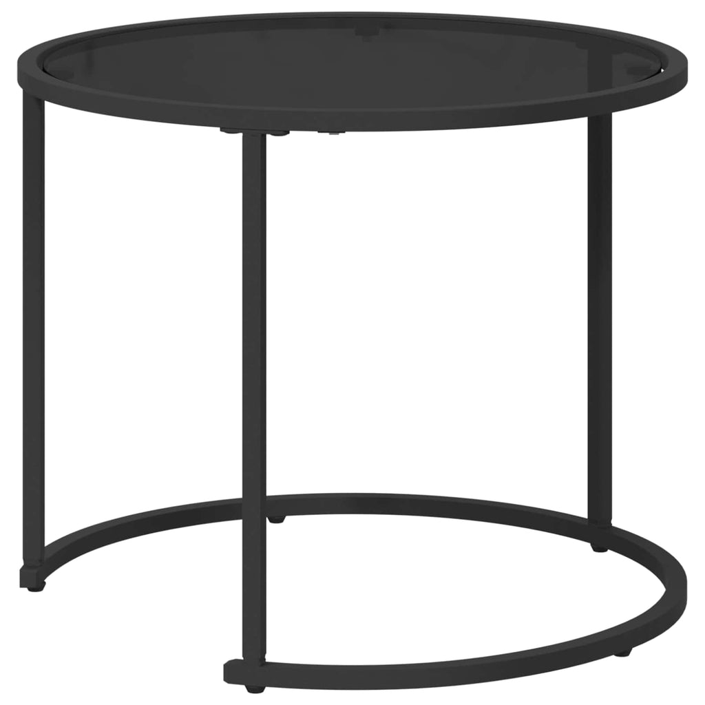 Coffee Table Set 2 Pcs 55 X 45 Cm Steel 55 X 55 X 45 Cm Weather Resistant Glass