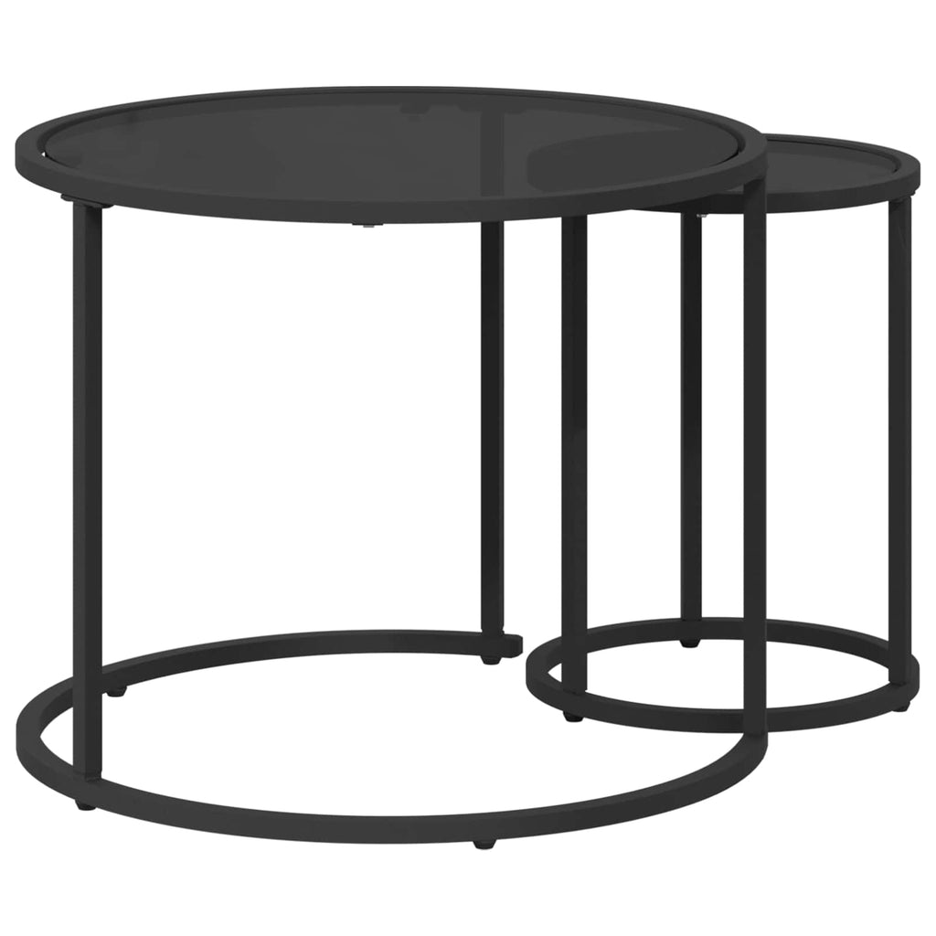 Coffee Table Set 2 Pcs 55 X 45 Cm Steel 55 X 55 X 45 Cm Weather Resistant Glass