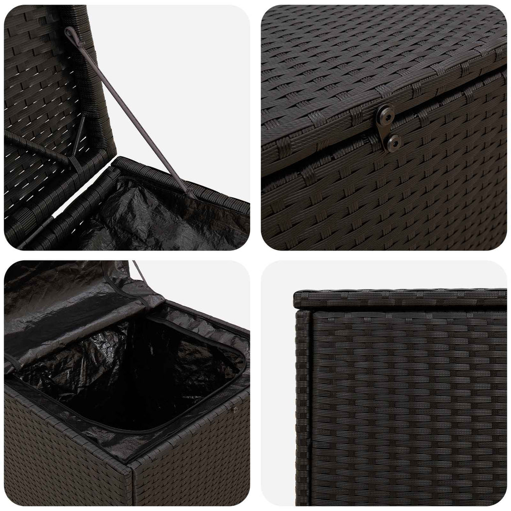 Outdoor Storage Boxes Garden Cushion Box Poly Rattan 55cm Chest Grey Black Brown