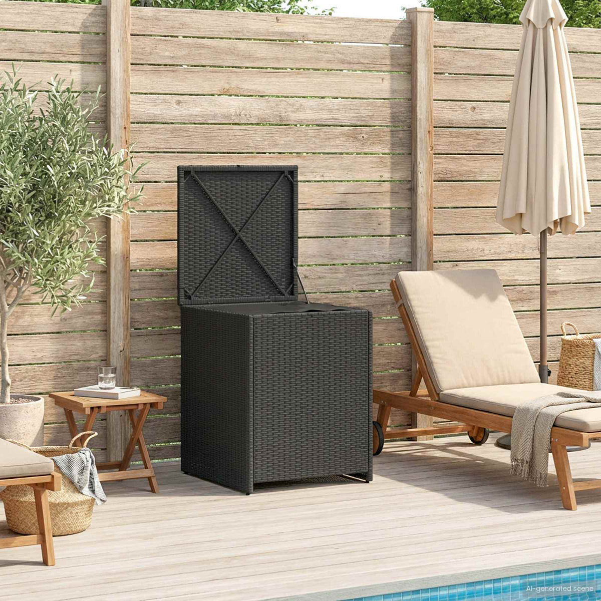 Outdoor Storage Boxes Garden Cushion Box Poly Rattan 55Cm Chest Grey Black Brown