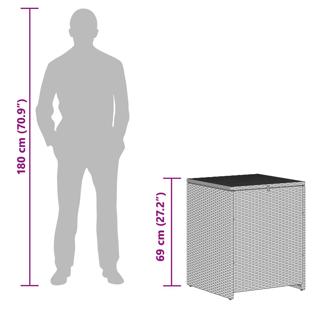 Outdoor Storage Boxes Garden Cushion Box Poly Rattan 55Cm Chest Grey Black Brown