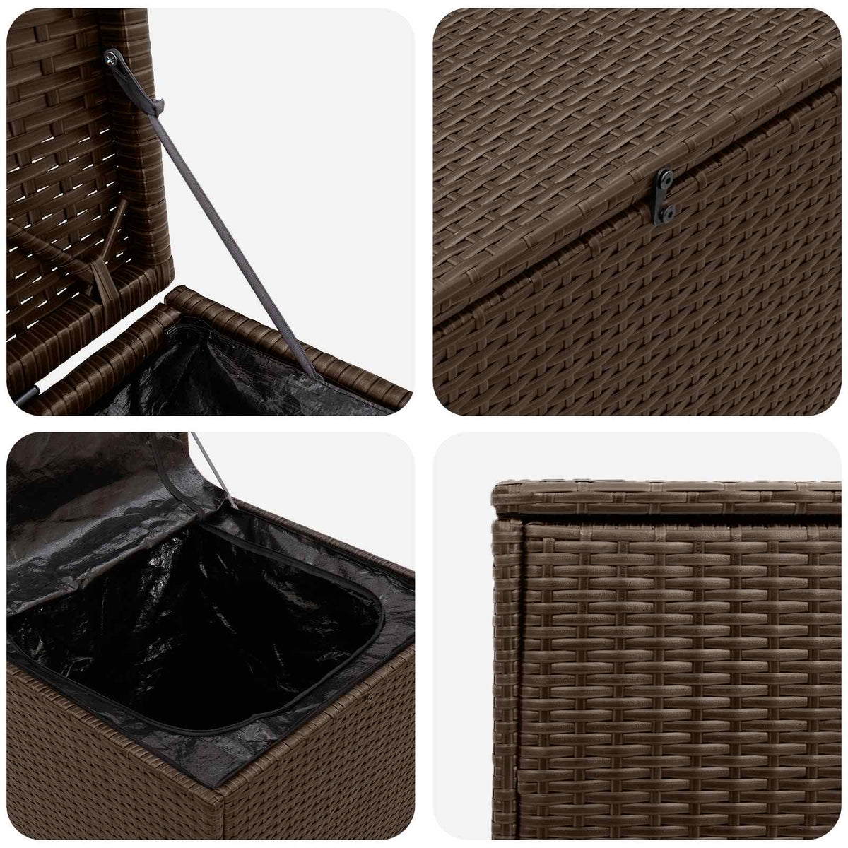Outdoor Storage Boxes Garden Cushion Box Poly Rattan 55Cm Chest Grey Black Brown