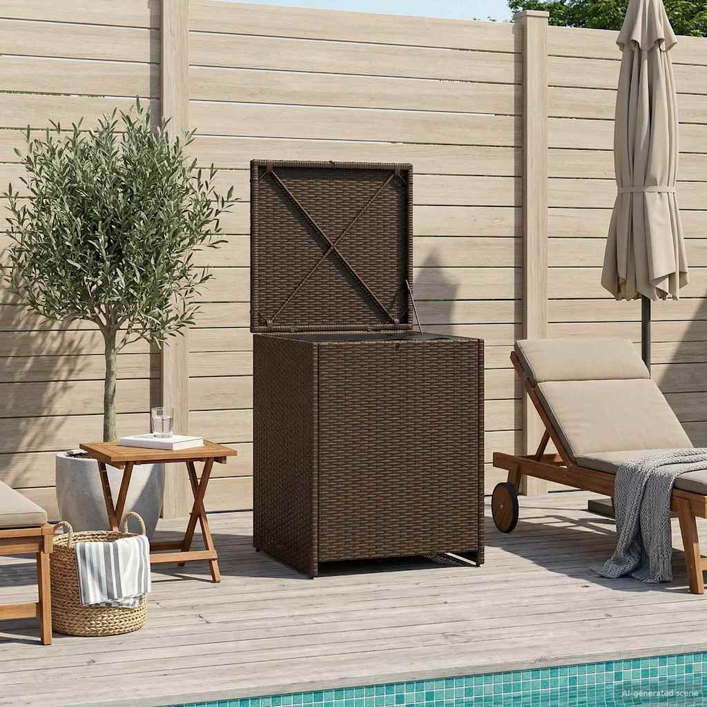 Outdoor Storage Boxes Garden Cushion Box Poly Rattan 55cm Chest Grey Black Brown