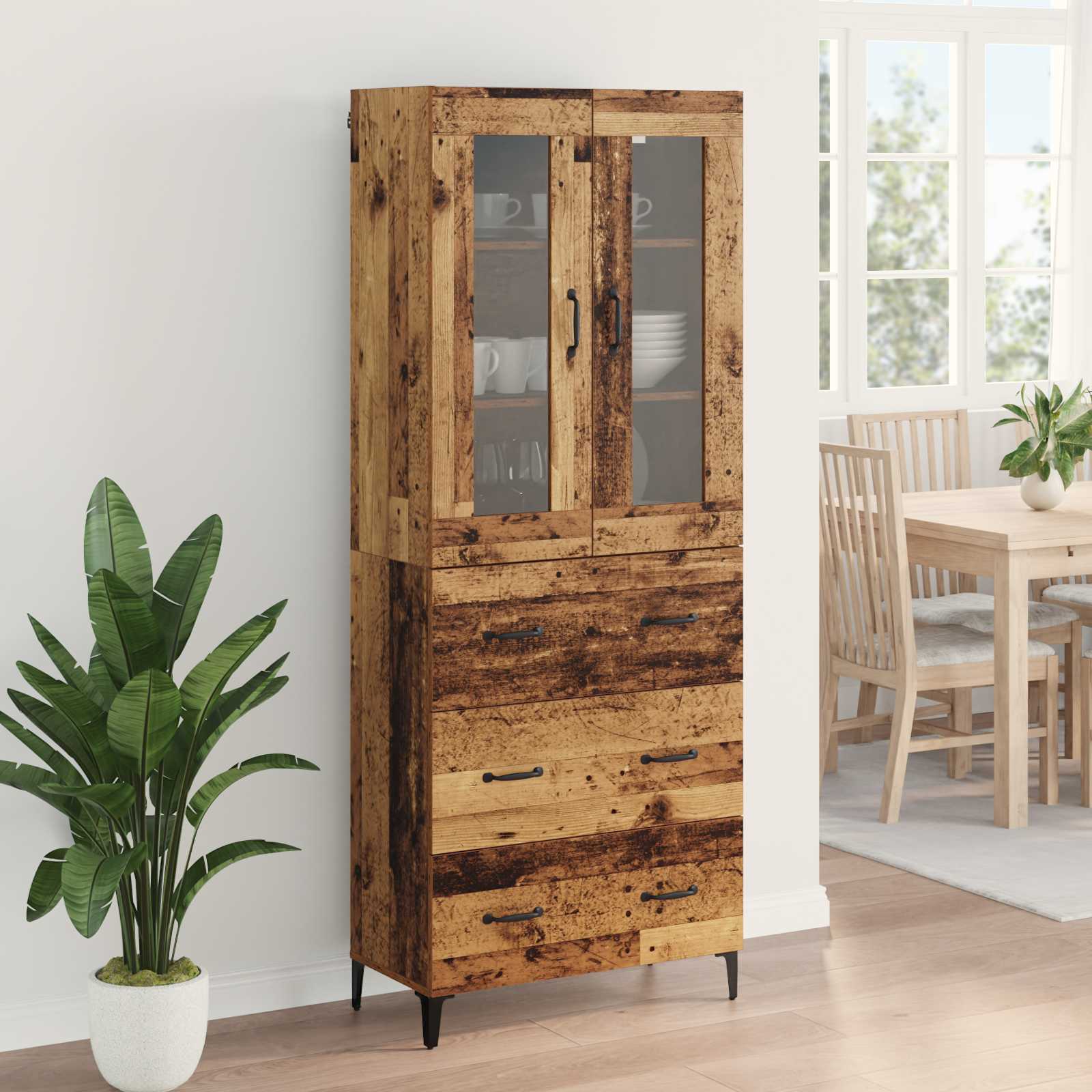 Highboard 69.5 X 34 X 180 Cm Engineered Wood