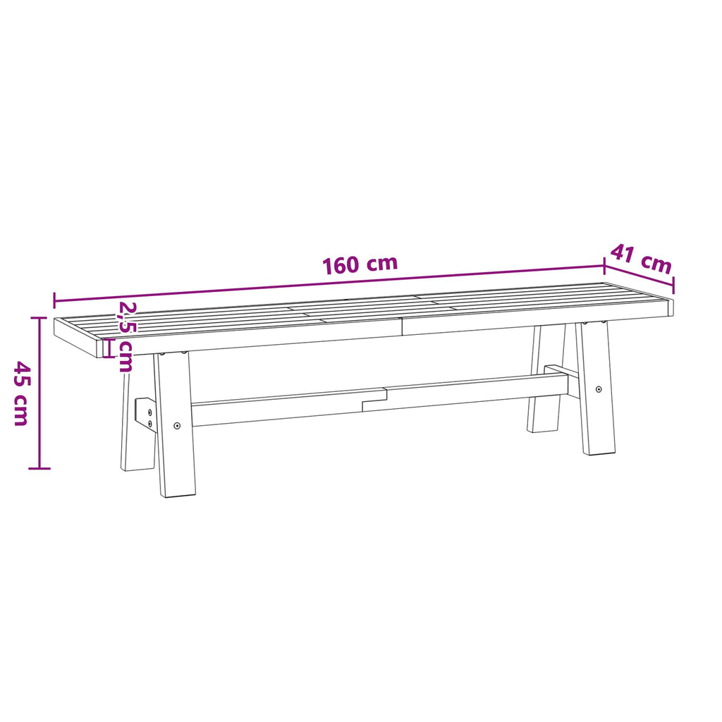 Dining Bench Noain 160 X 41 X 45 Cm Solid Pine Wood Natural