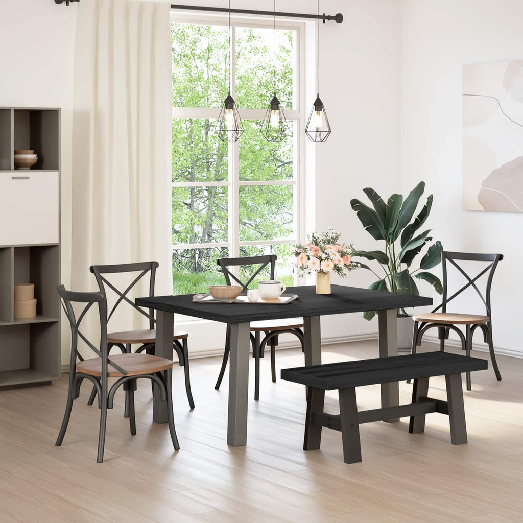 Dining Bench Noain 120 X 41 X 45 Cm Solid Pine Wood Black