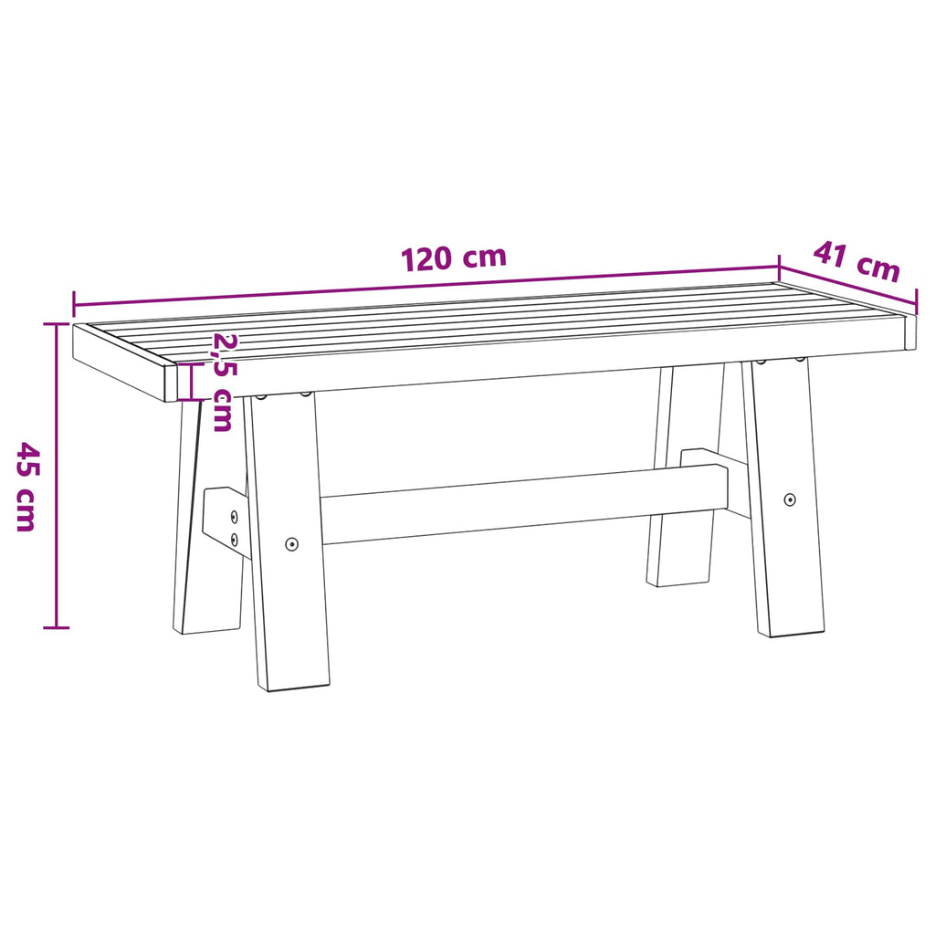 Dining Bench Noain 120 X 41 X 45 Cm Solid Pine Wood Black