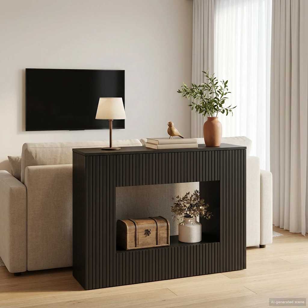 Console Table Striped Engineered Wood