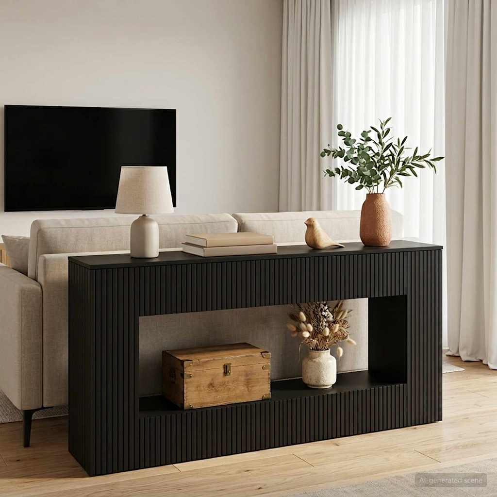 Console Table Striped Engineered Wood
