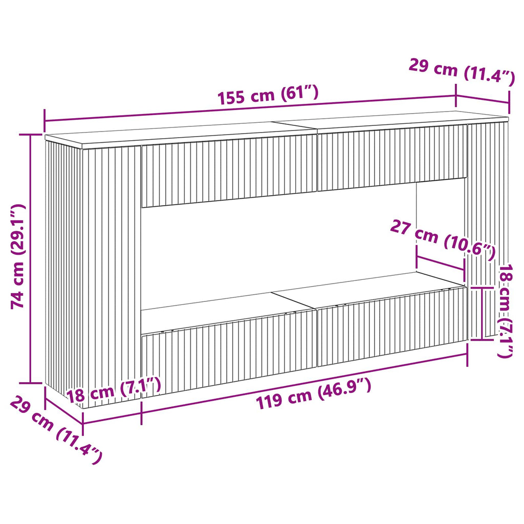Console Tables Table Striped Engineered Wood