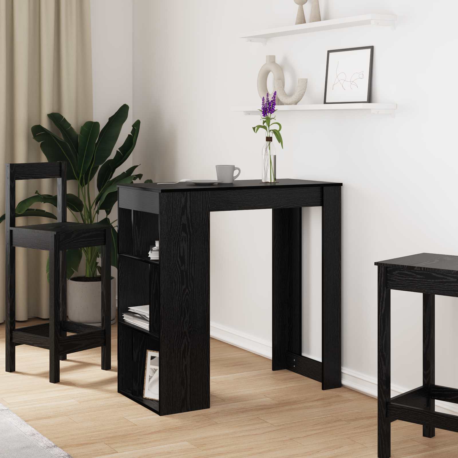 Bar Table With Racks 102X50X103.5 Cm Engineered Wood