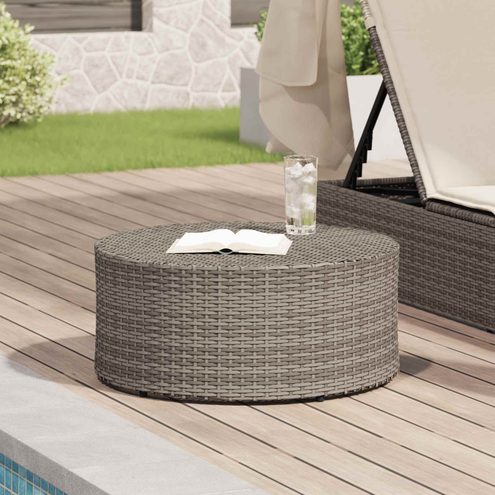 Outdoor Coffee Table Ø 68 X 30 Cm Poly Rattan